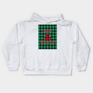 Merry Christmas Buffalo Plaids Christmas Tree Kids Hoodie